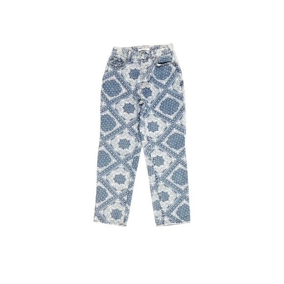 PacSun Denim - PacSun High Rise Button Fly Geometric Pattern Women's size 24‎ Blue Denim jeans